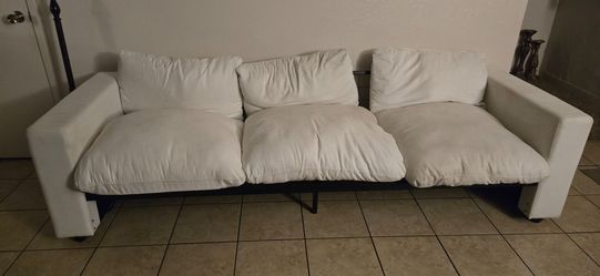 White couch/futon with ottoman