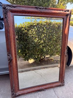 Large Ornate Wood Framed Wall Mirror