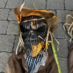 Pair Of 4 Ft Static Sitting Hanging Zombie Ghoul Scarecrows Halloween Decor