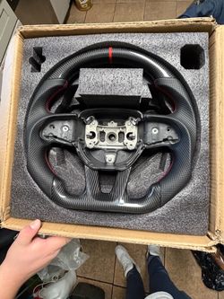 Carbon Fiber Steering Wheel with Red Accents