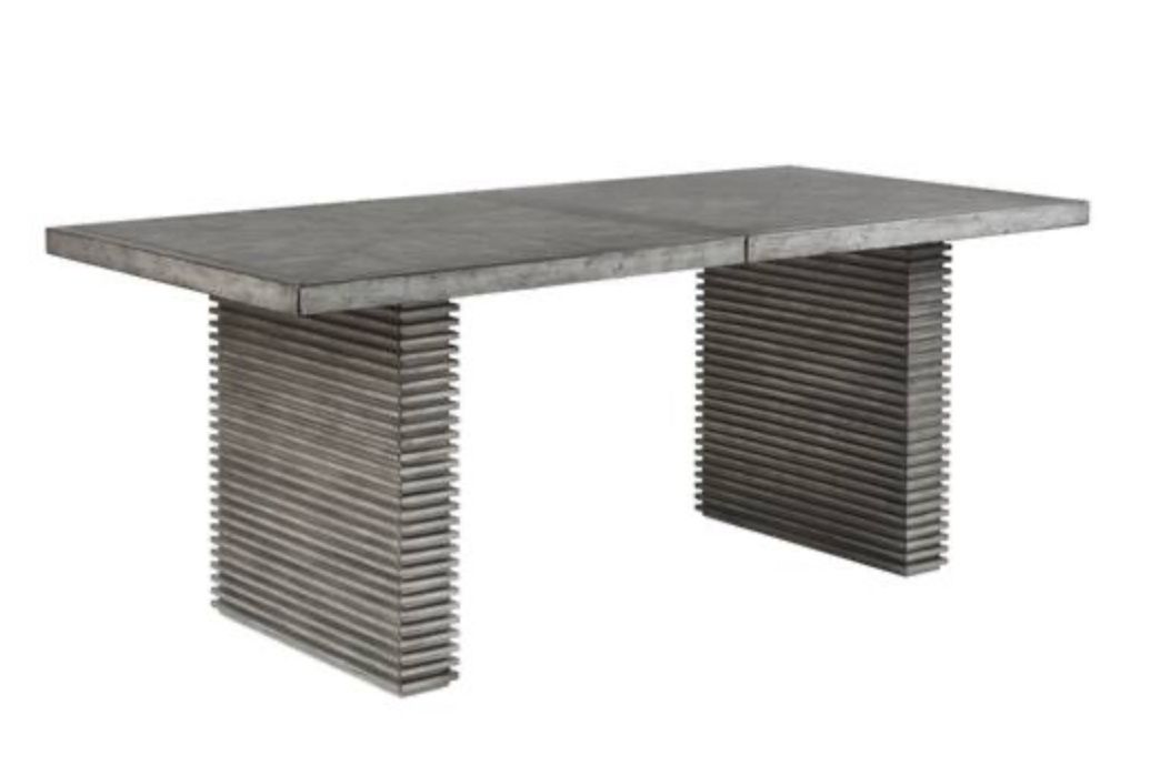 Grey Wood Veneer Rectangular Dining Table