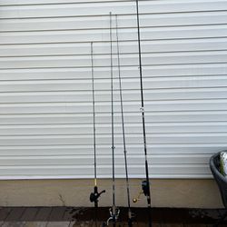 2 open face fishing poles reels and rods for Sale in Tallmadge, OH - OfferUp