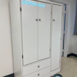 Tall Jumbo Closet Wardrobe Clothes Hanger & Shelves Color White  