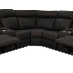 BLACK LEATHER RECLINER - Led Lights / Bluetooth Speaker