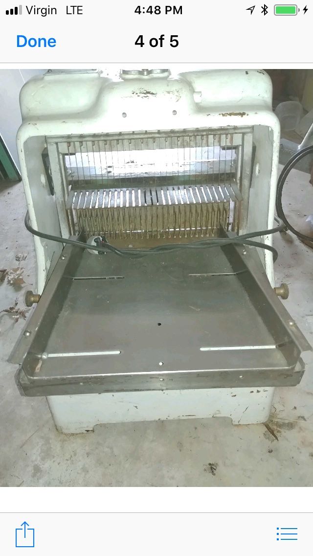 Antique Bread slicing machine , Very Heavy $225 cash in working condition (needs cleaned)