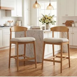 Set of 2 Wood Counter Stools