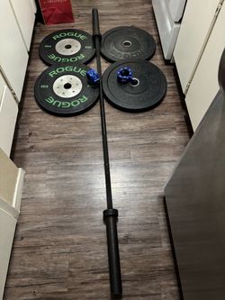 X Trainning barbell 15 kg with ROGUE Weights 2x25 and 2x15 lbs collars included