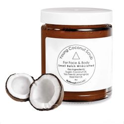 NuReveal Organics Young Coconut Face Body Scrub Essential Oil Moisturizer Glow