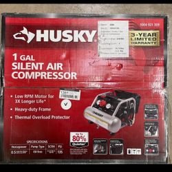 Husky 1 gallon silent air compressor (new)