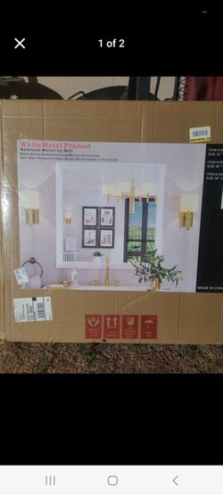 White Metal Framed Bathroom Wall Mirror