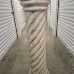 Twisted Spiral Pedestal Column/Pillar - White & Gray Stone/Concrete Look