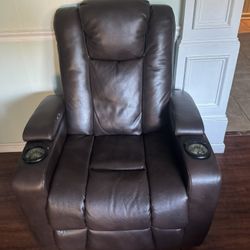 3 Brown Leather Sofas W/ Charging Ports