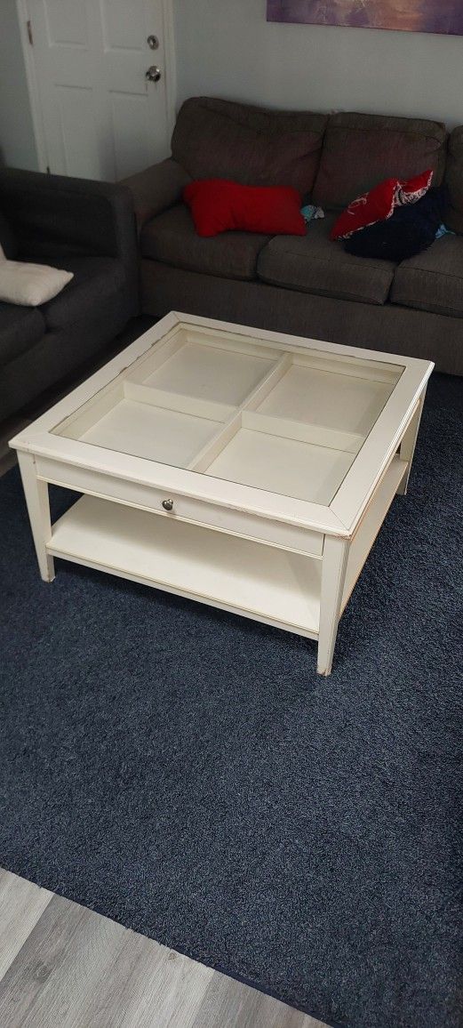 IKEA Shadow Box Coffee Table With Glass Top ( SEE DESCRIPTION)