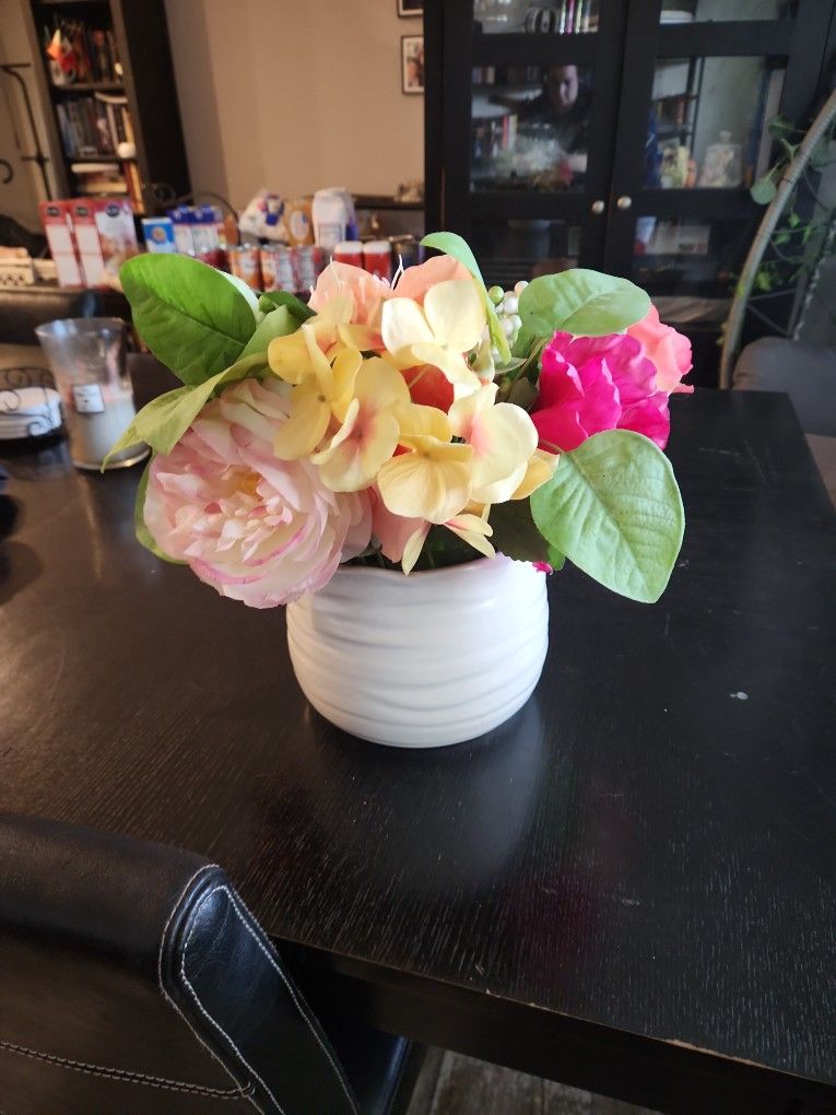 Ceramic Vase With Artificial Flowers