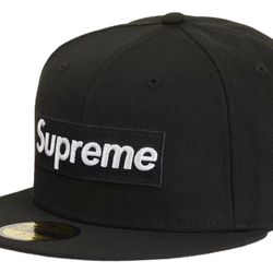 SUPREME X MLB Box Logo New Era Cap Black Chicago Sox size 7 1/4