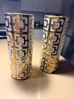 Gold and White Vases