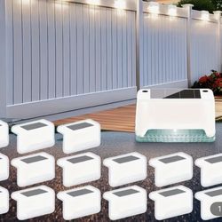 (101010-20) 16 pieces of IP66 solar LED lights for outdoor fences and steps with automatic dusk-to-dawn sensor and 700mAh battery, ideal for patios, d