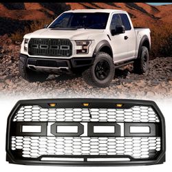 RAPTOR GRILL For 2015 2016 2017 Ford F150 F-150 Grill Front Grille Bumper Black w/ LED Lights