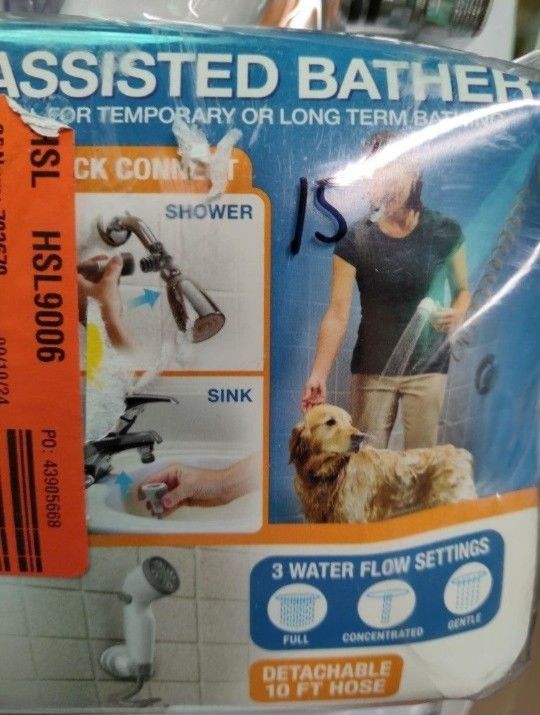 Rinse Ace Assisted Bather Showerhead Attachment With Hose In White