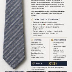 👔 Michael Bastian Italian Tie – Designer Style, Timeless Look