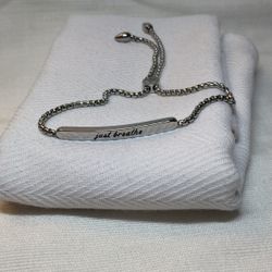 “just breathe” Stainless Steel Lariat Style Bracelet