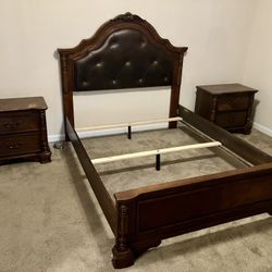 Ashley Signature Design Queen Headboard with Bed Frame, 2 Nightstands, Mirrored Dresser, And Chest of Drawers