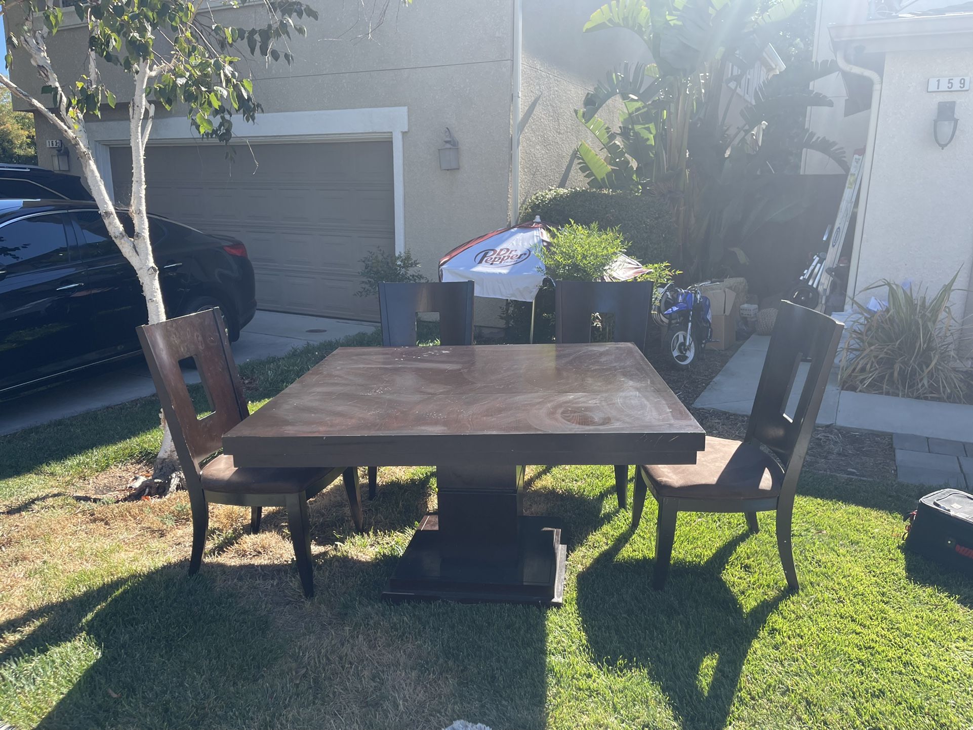 Dining Table Set w/ 4 Chairs And Table Leaf