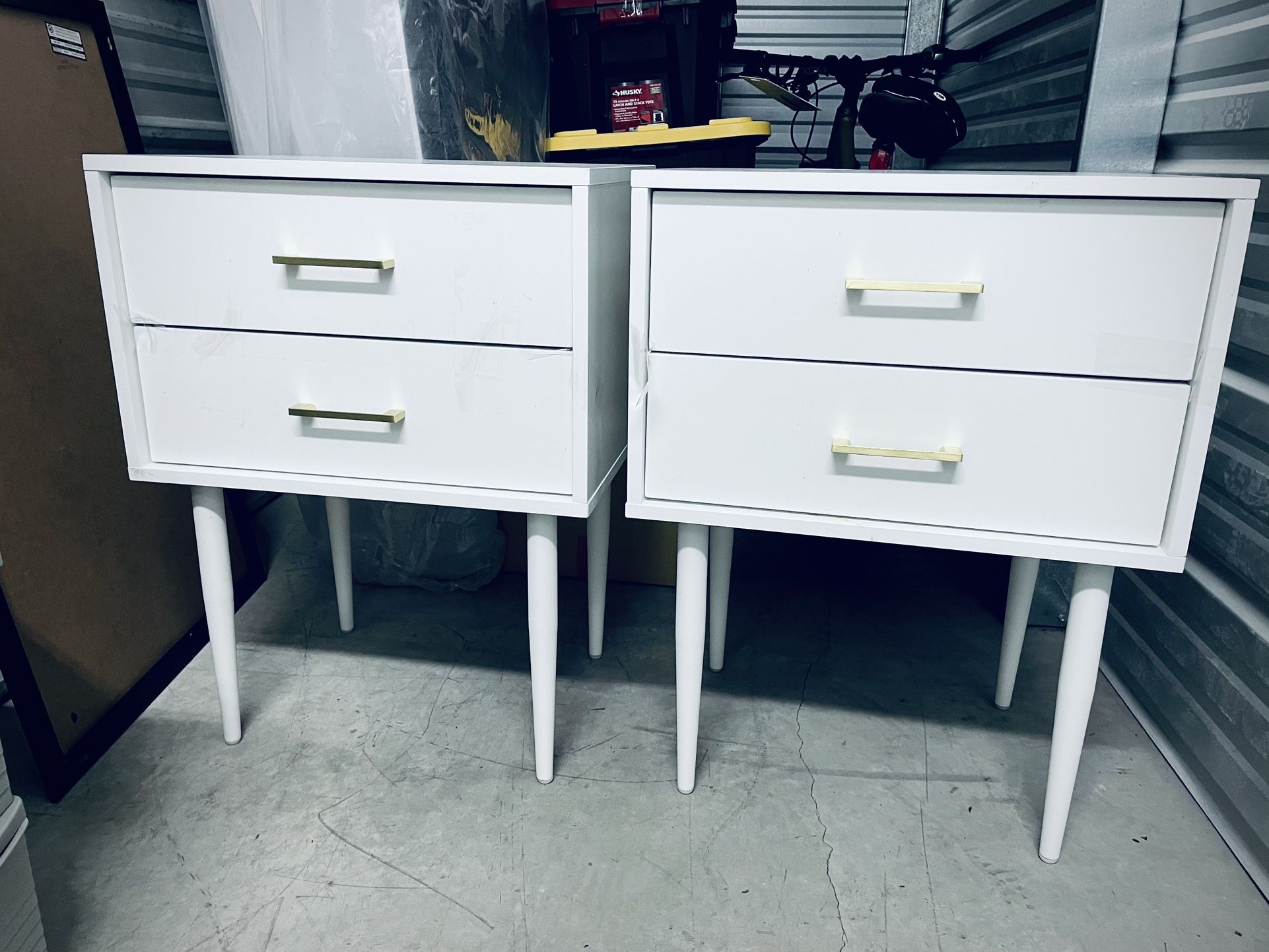 Large 2 Drawer White Bedside Tables