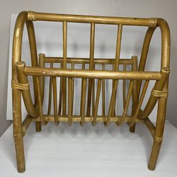 Boho Bamboo Rattan Magazine/ Vinyl Rack Decor 