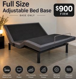 Full Size Adjustable Power Bed Base w/ Remote – $900 FIRM