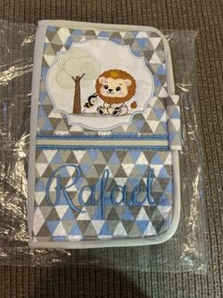 Quilted Baby Document Holder for Diaper Bag Personalized W/ “Rafael” Lion New
