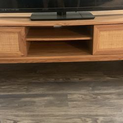 Wood And Cane TV Stand