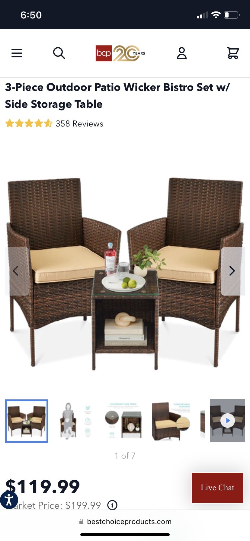 3 Piece Wicker Bistro Set With Side Storage