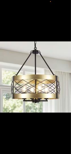 4 light 17.71" Dimmable Black Farmhouse Drum Chandelier Metal Cage for Kitchen Island with no bulbs included L6