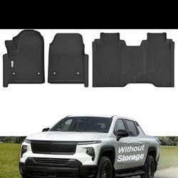 Floor Mat Fit for Chevy Silverado EV LT/WT (Without Storage) 2024 2025 2026, TPE All Weather Protection Car Floor Liners for Chevrolet Silverado, Comp
