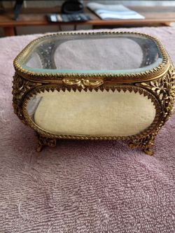 Glass & Metal Jewelry Box