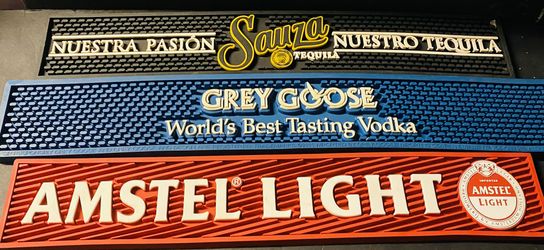Sauza Tequila /Amatel Light/Grey Goose Vodka 23"  Rubber Bar Mat Rail Spill Shelf Liner Worlds Best