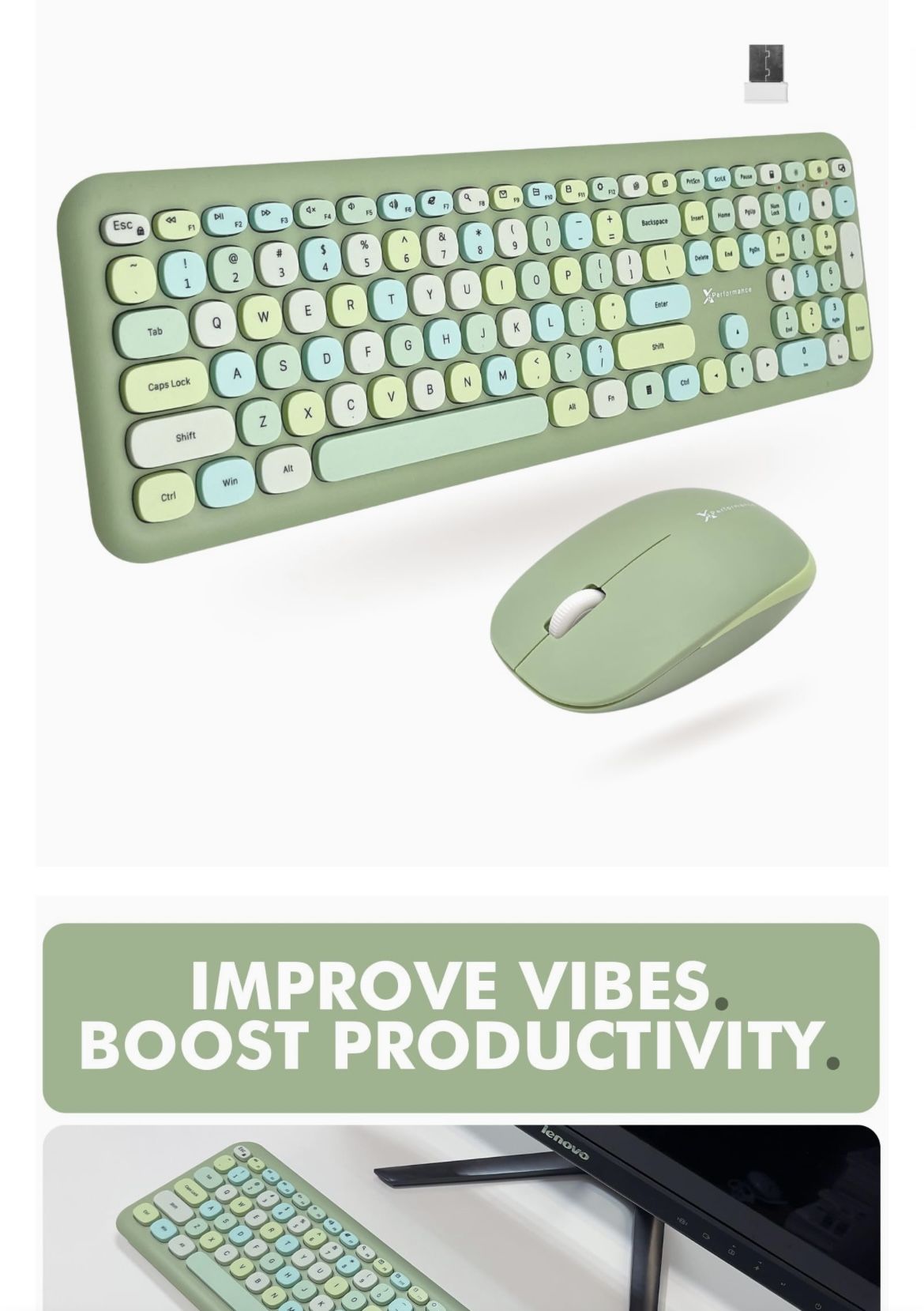 Green teal colorful WIRELESS keyboard & matching mouse BRAND NEW