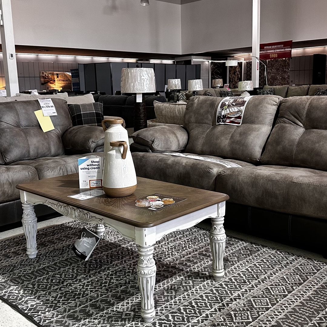 $39 Down or $1729 will get this Brand New Drummond Dusk Sofa and Loveseat Set Made in USA by Jackson Catnapper. Top quality American made furniture, a
