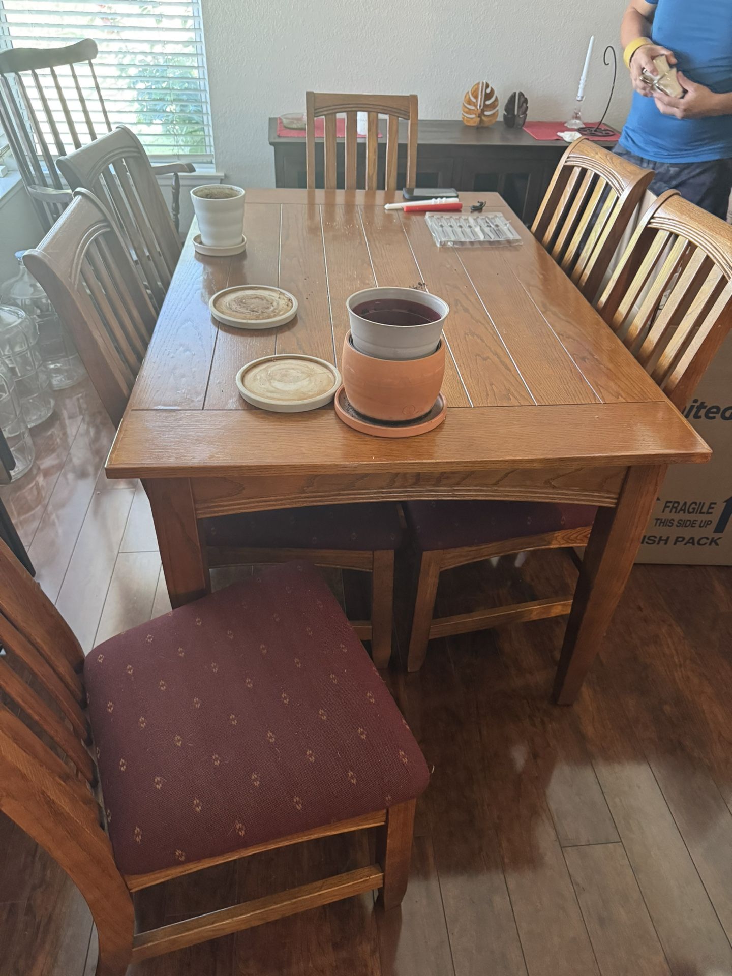 Solid Wood Dining Room Table 6 Chairs