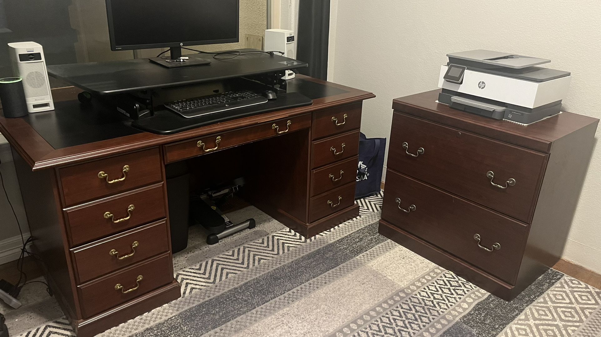 Desk & Filing Cabinet Pair