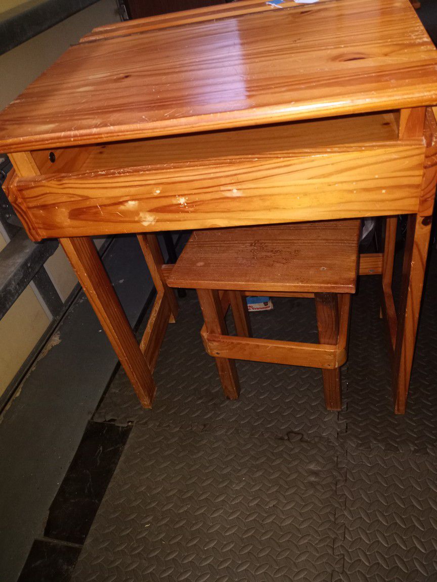 Wood Desk And Bench, $25