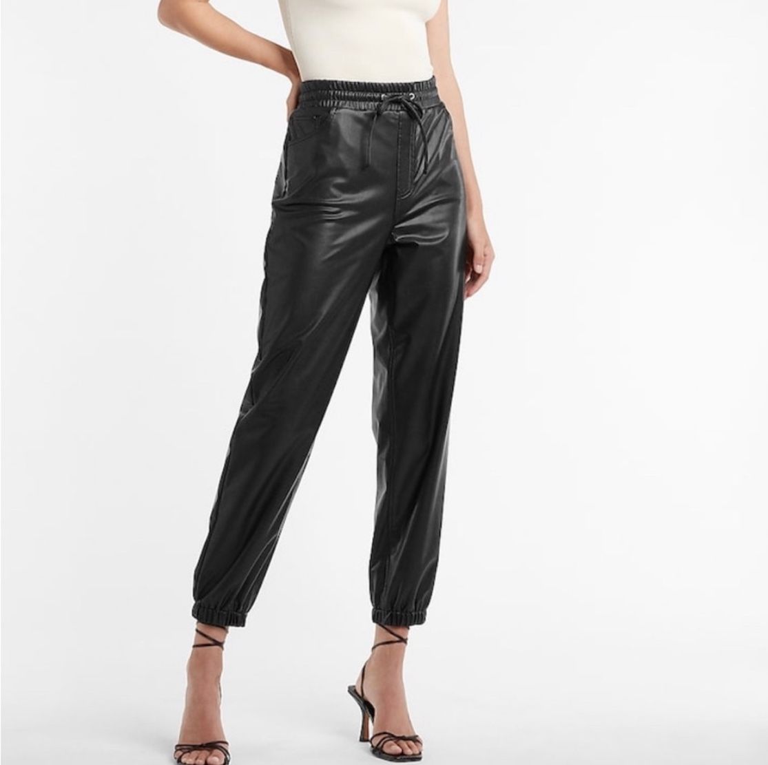 Express Faux leather Joggers High Waist Size Small