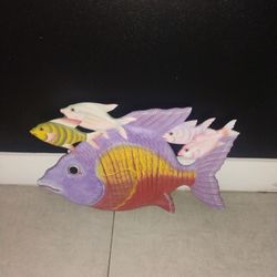 Decoracion de madera peces tropicales de pared