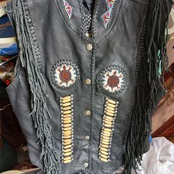 Motorcycle Woman's Vest. All Leather Vintage Vest.