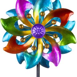 Wind Spinner Outdoor Metal, 37" Kinetic Wind Spinners Colorful Wind Sculpture Yard Art for Garden Patio Lawn Decor