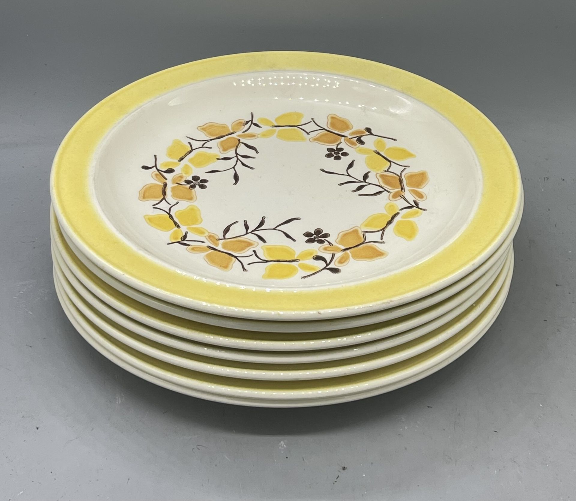 Set Of 7 Homer Laughlin butterfly Ironstone Dinner Plates