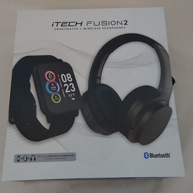 iTECH Fusion 2 Black Smartwatch and Wireless Headphones