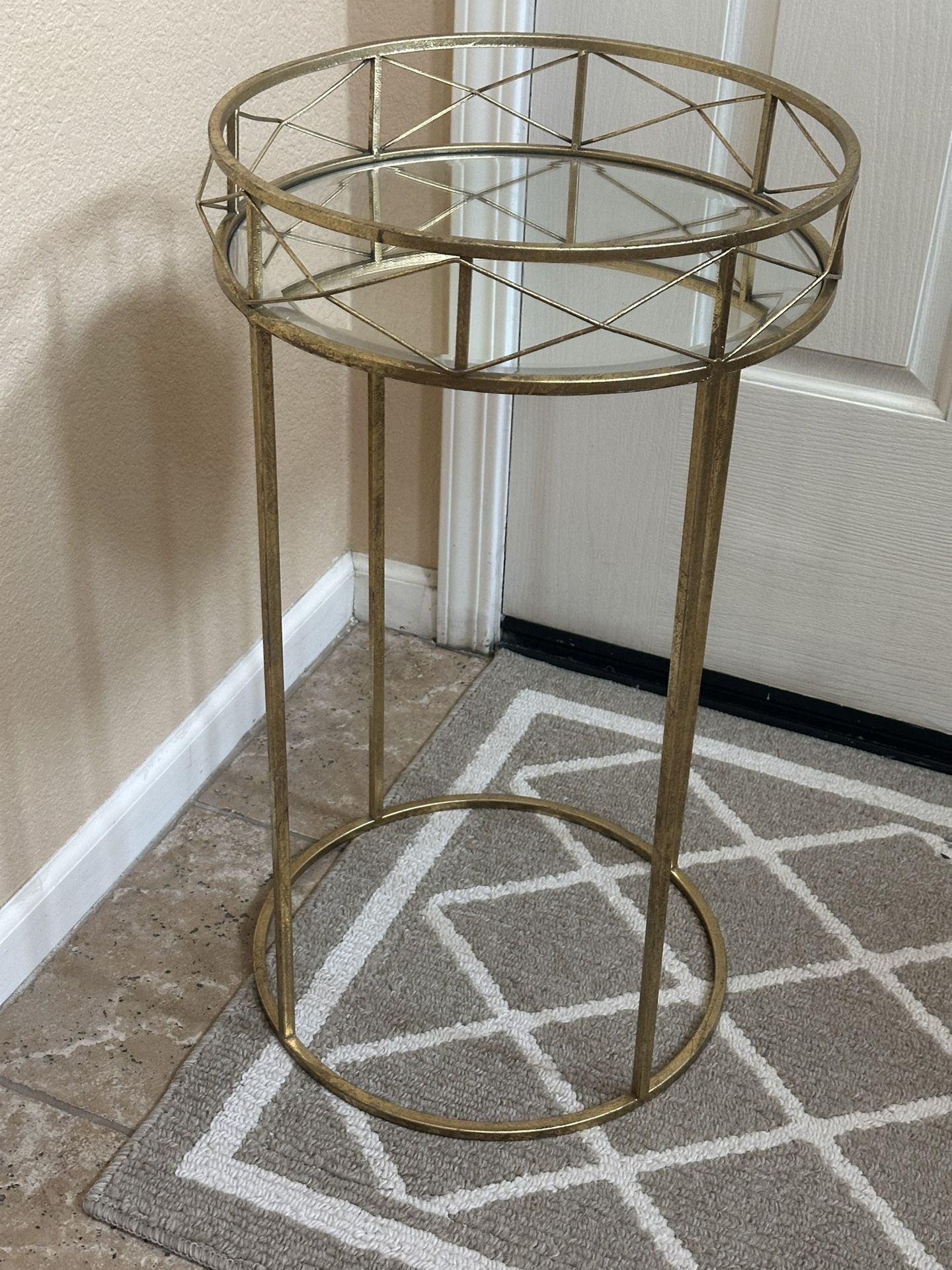 27” tall Gold Mirror End Table