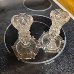 Pair Vintage Fifth Avenue Naples  24% lead crystal candle stick holder 5" poland